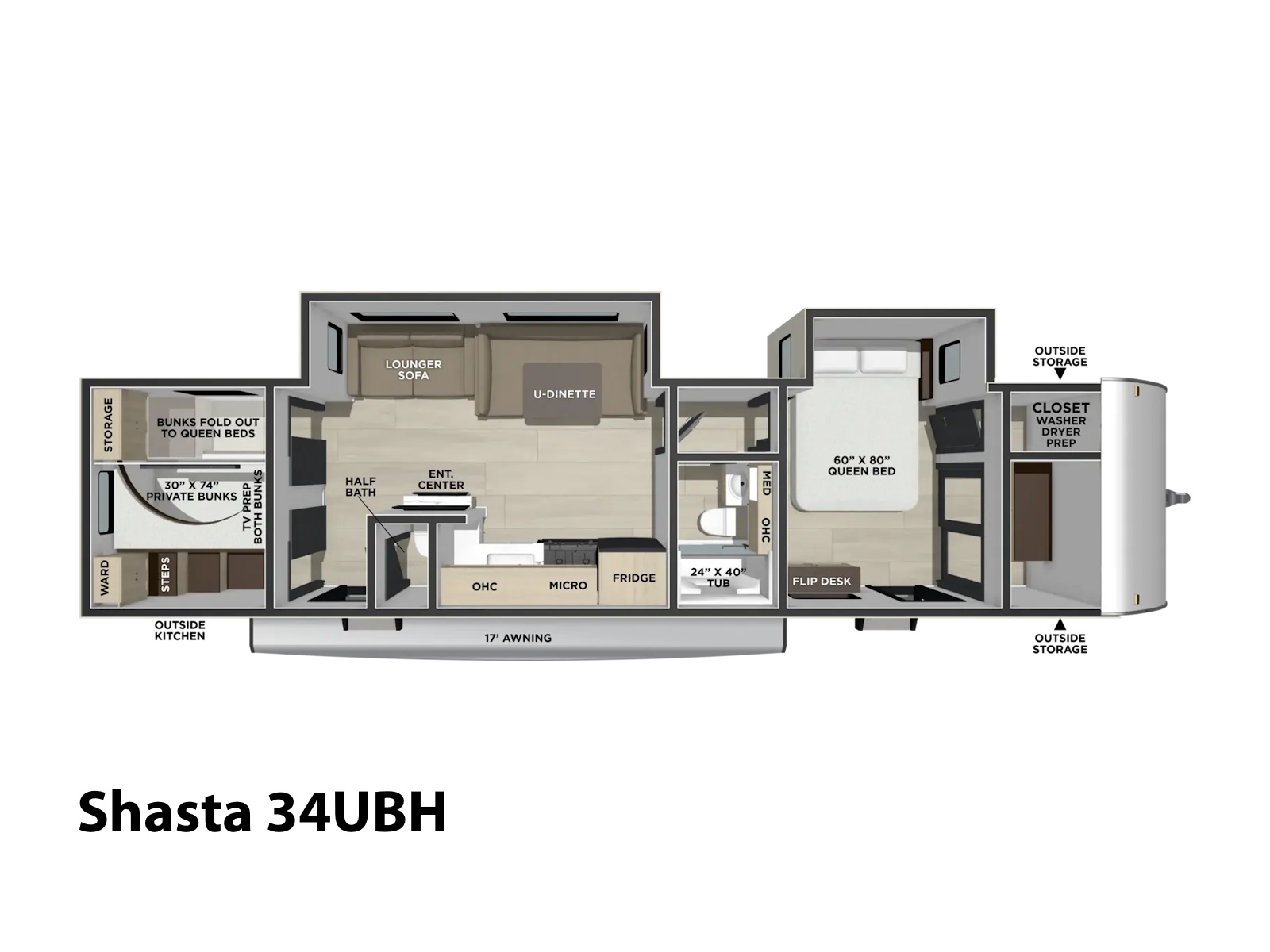 2027 Shasta Shasta 34UBH TRAVEL TRAILER