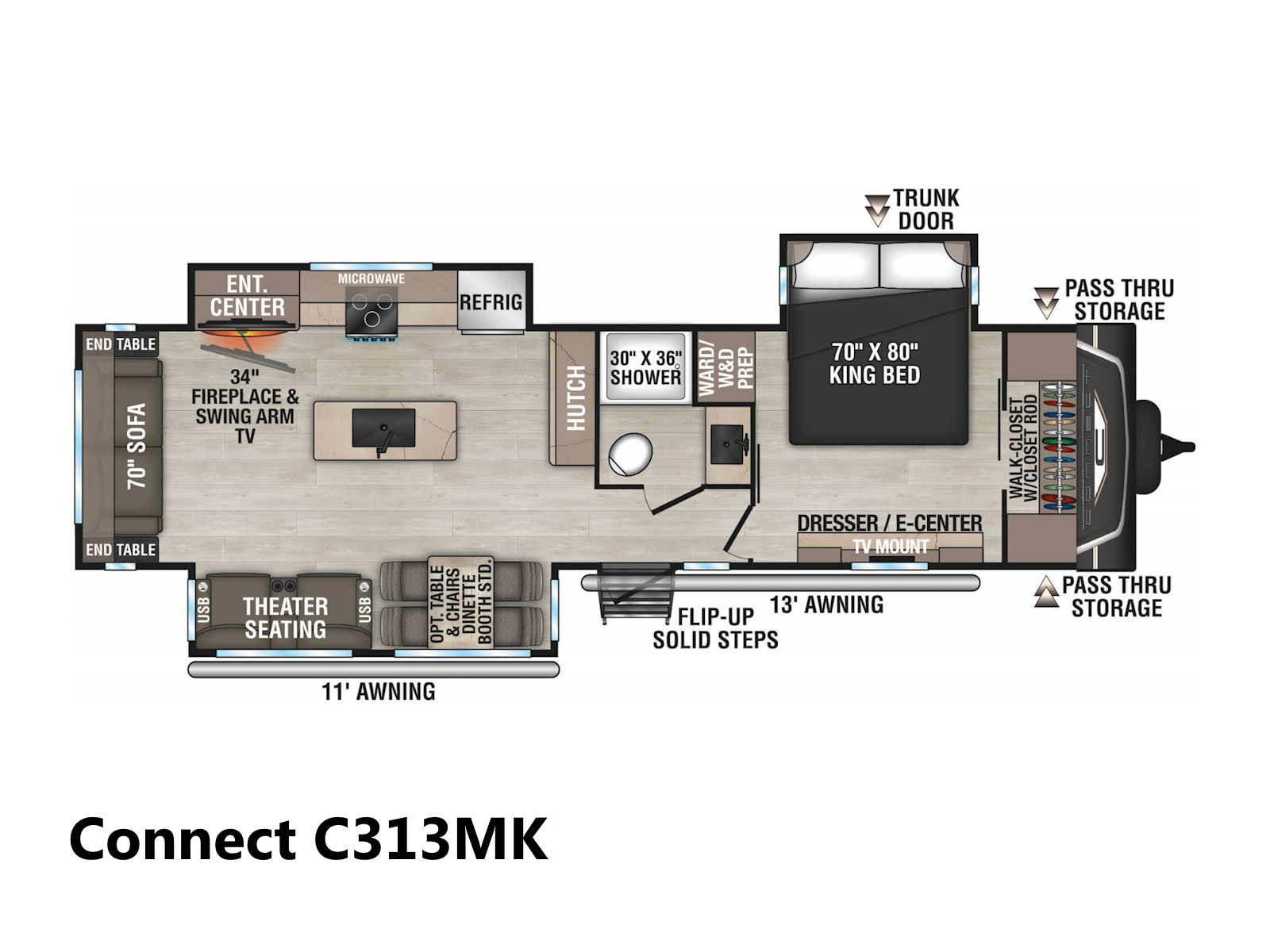 2026 KZ RV Connect C313MK TRAVEL TRAILER