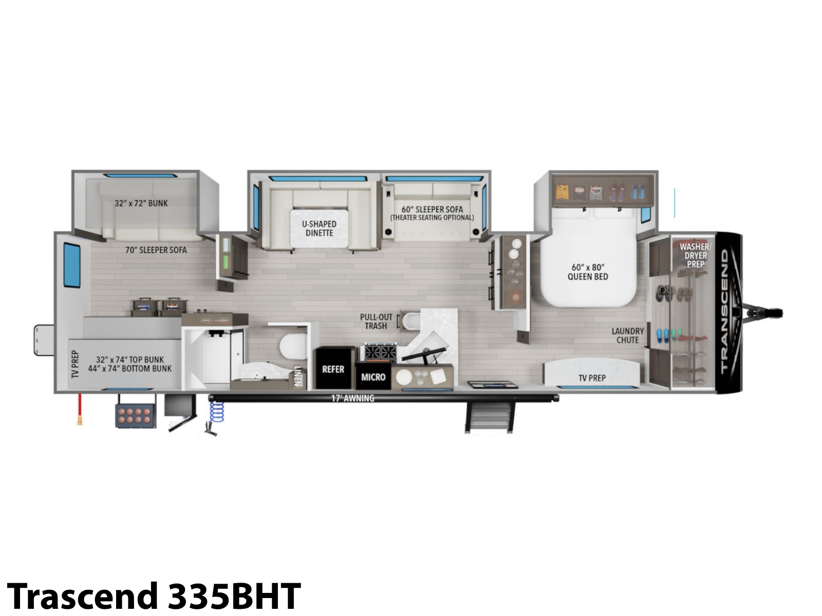 2026 Grand Design Trascend 335BHT BUNK HOUSE TRAVEL TRAILER