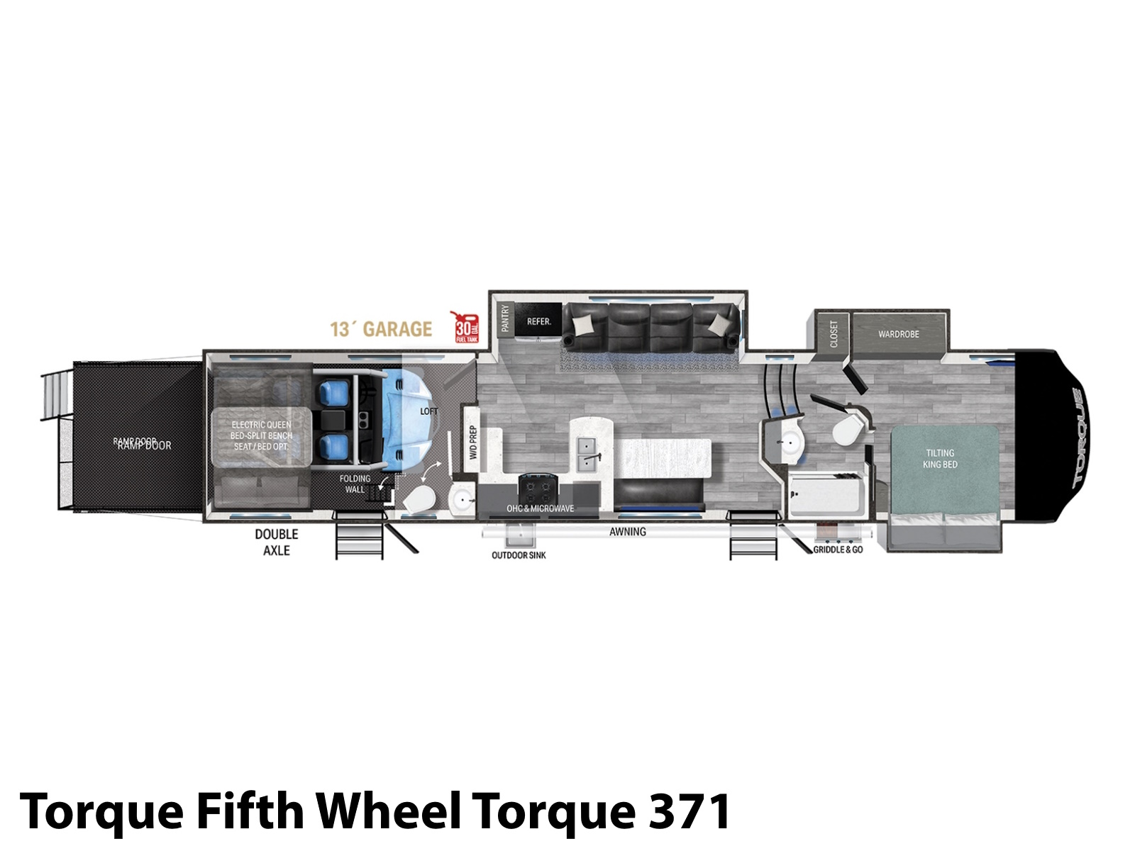 2025 Heartland Torque Fifth Wheel Torque 371 FW TOY HAULER