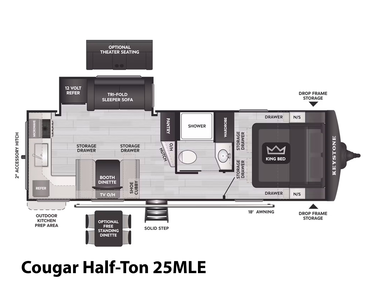 2026 Keystone RV Cougar Half-Ton 25MLE TRAVEL TRAILER