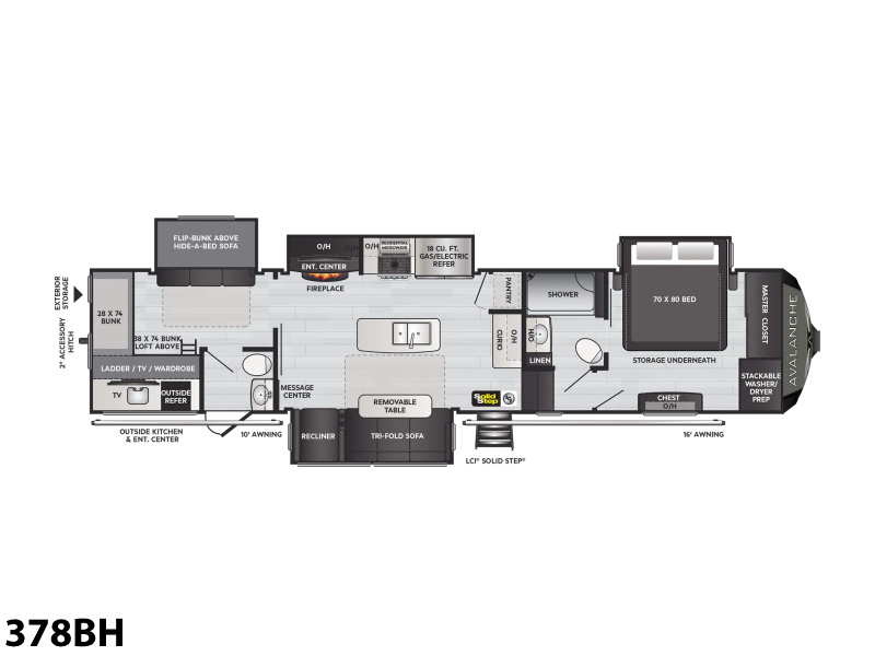 2022 Keystone RV Avalanche 378BH BUNKHOUSE FIFTH WHEEL