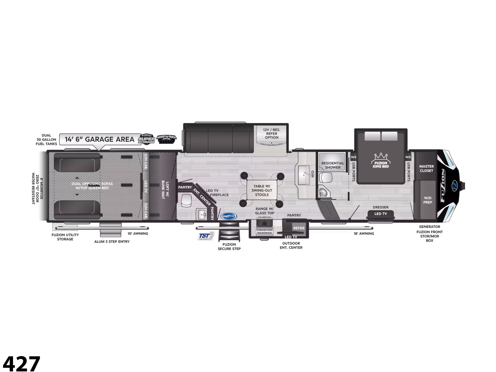 2024 Keystone RV Fuzion 427 Toy Hauler Fifth Wheel
